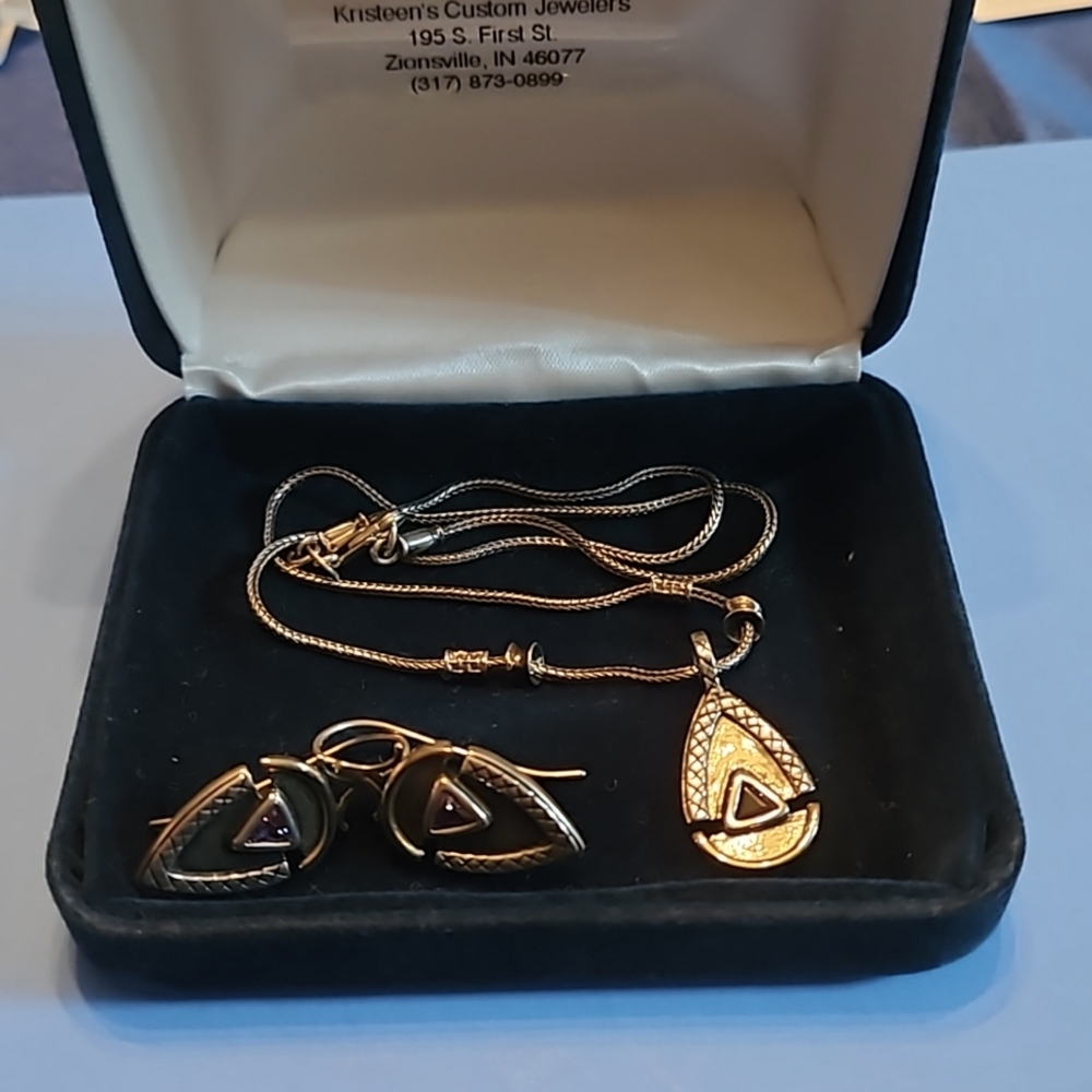 Custom Sterling and amethyst necklace and earrings